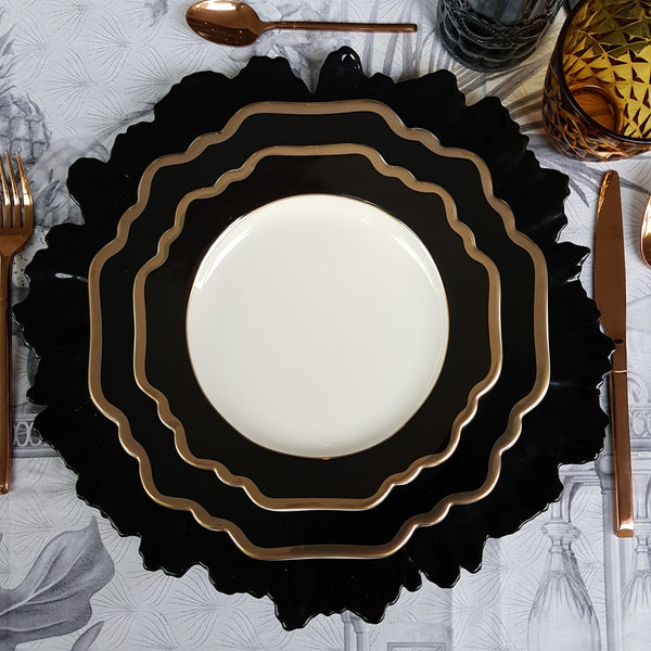 Black Florentine Plate Set (12 pcs.)